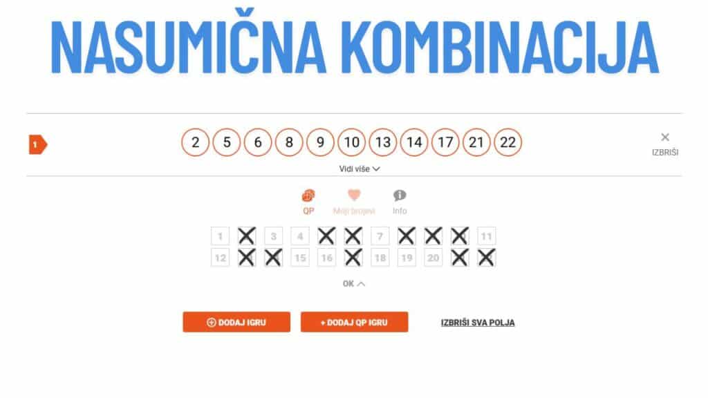 Nasumične kombinacije u igri Sve ili Ništa